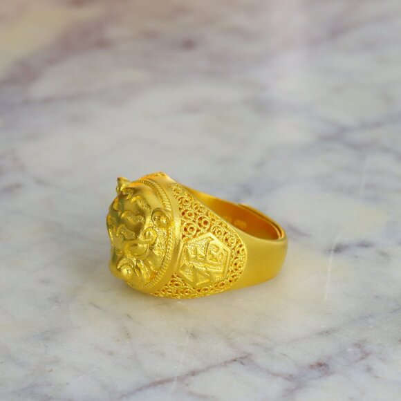 Heirloom Fortune 24kt Solid Gold Lion Ring 19.875g Men’s Size 9.5 Model F21G4003 - Picture 6 of 6